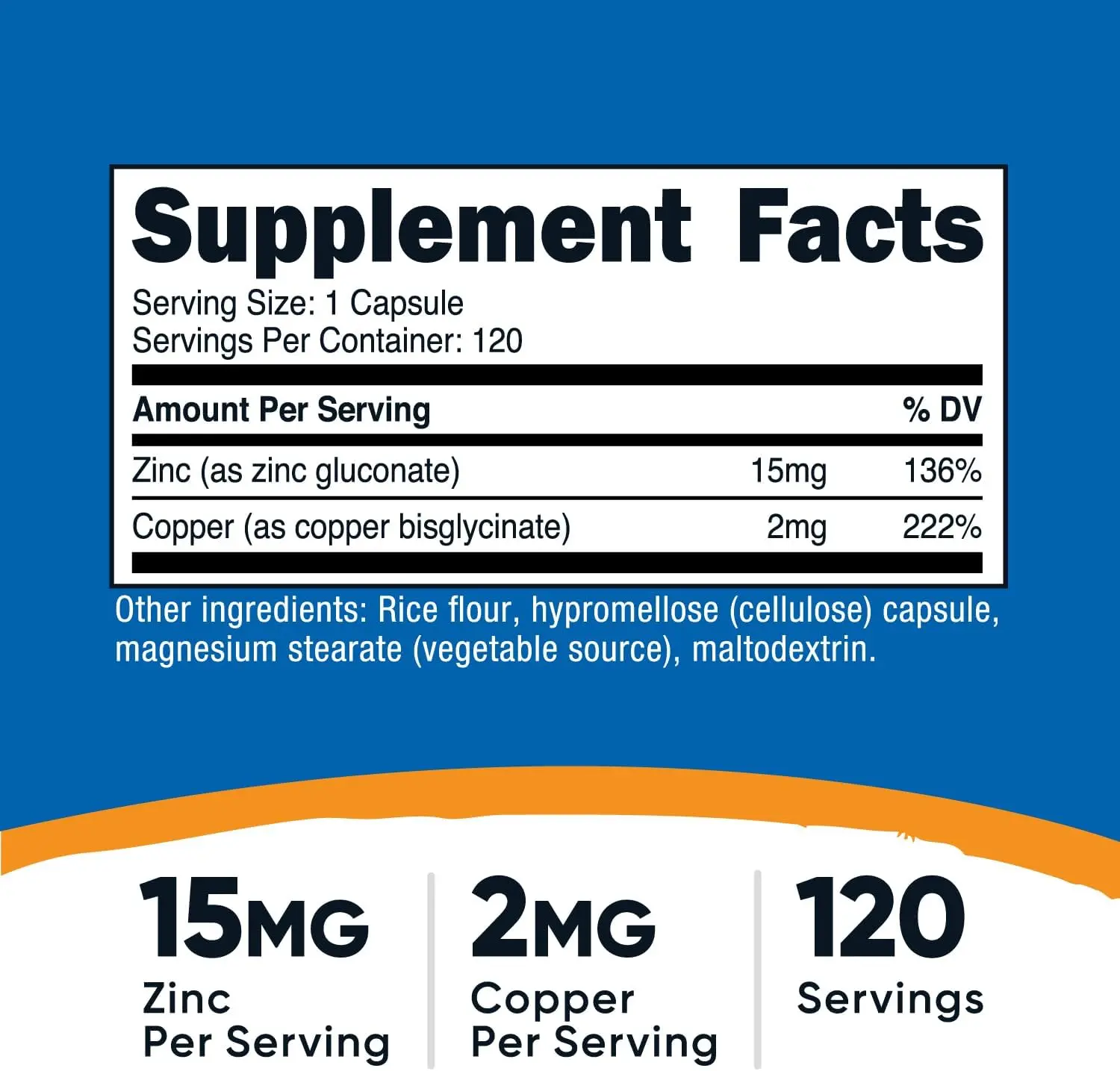 Nutricost Zinc + Copper 15 mg Capsules